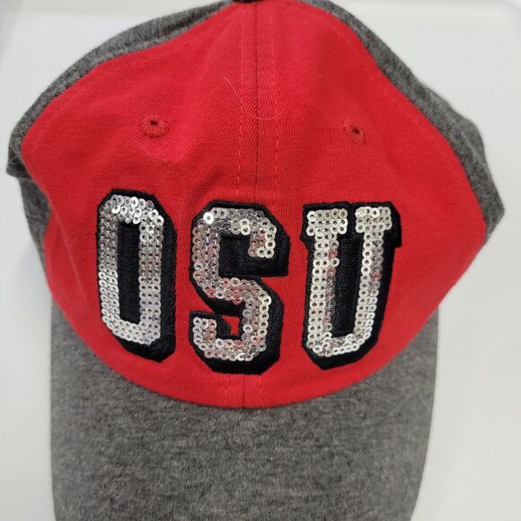 OSU Official  bling Sequine Letters Scarlet & Gray Adjustable Ball Cap - Picture 2 of 9